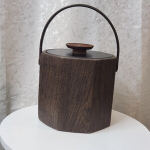 Kraftware Vinyl Faux Wood Ice Bucket MCM